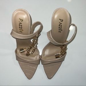 Nude Croc Print Heels